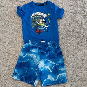 Under Armour Kids Blue Swim Set, trunk and rash guard